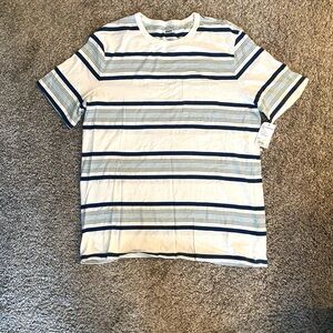 NWT Sonoma Blue and White Short Sleeve Striped Tee